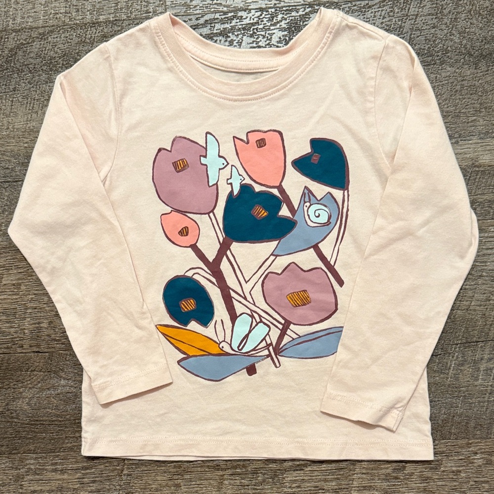 Tea Collection 100% Cotton Floral Long Sleeve Graphic Tee